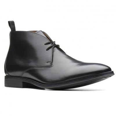 CLARKS Gilman Mid Black Leather