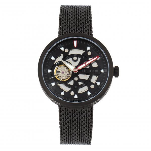 Heritor Automatic Jasper Skeleton Bracelet Watch - Black