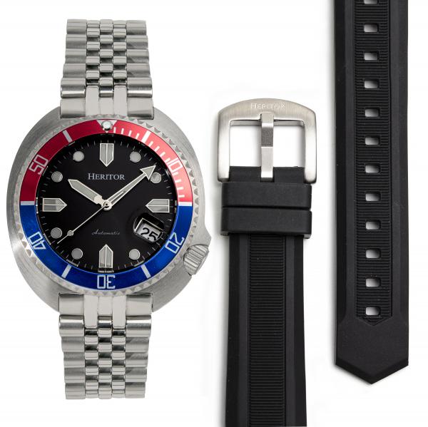 Heritor Automatic Matador Box Set with Interchangable Bands and Date Display - Red/Blue
