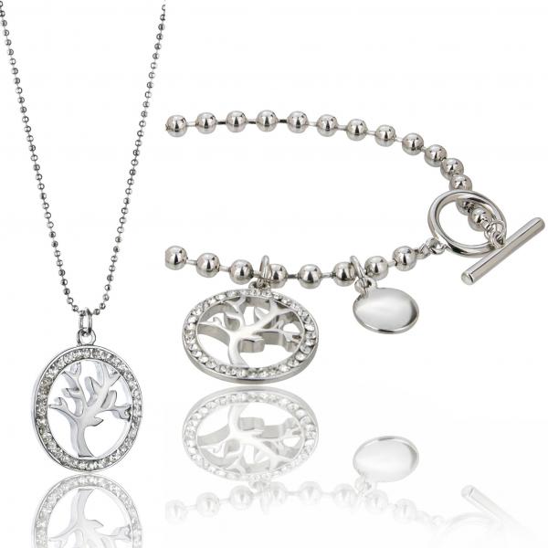 ANNIE ROSEWOOD Necklace & Bracelet Framed Baobab in Silver