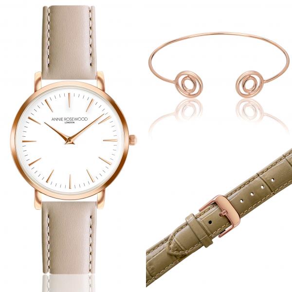 ANNIE ROSEWOOD Set of Watch & Extra Strap & Bracelet WSET003