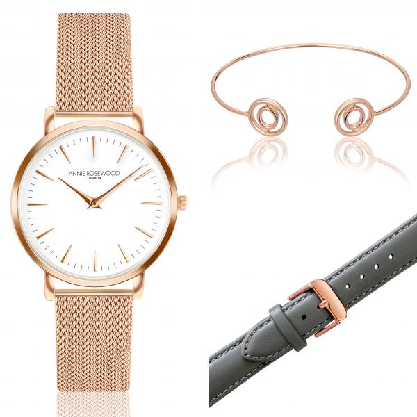 ANNIE ROSEWOOD Set of Watch & Extra Strap & Bracelet WSET004