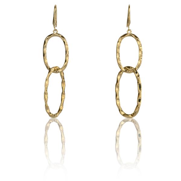 ANNIE ROSEWOOD Hanging Oval textured Earrings in Gold
