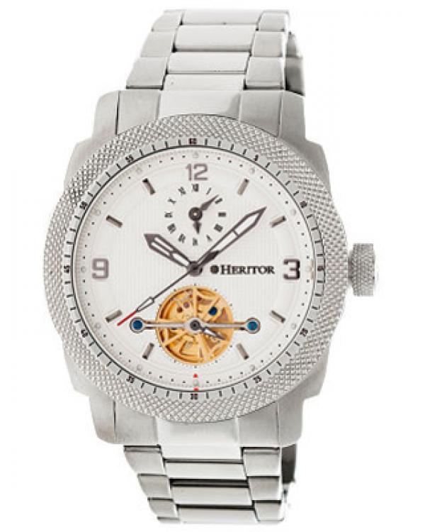 Heritor Automatic Helmsley Semi-Skeleton Bracelet Watch - Silver/White