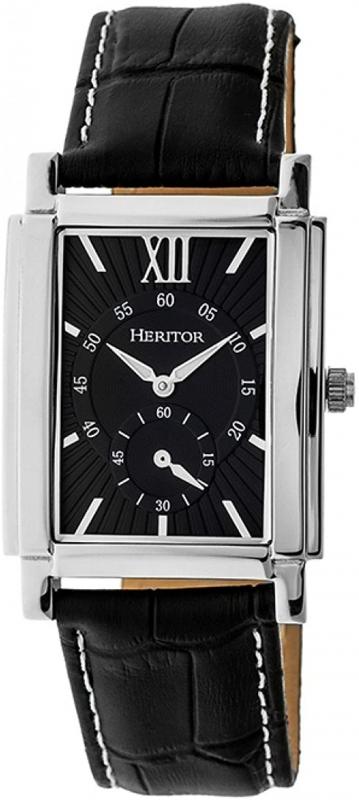 Heritor Automatic Frederick Leather-Band Watch - Silver/Black