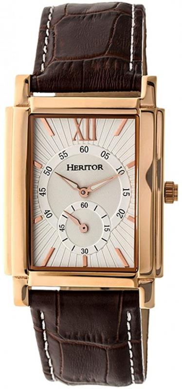 Heritor Automatic Frederick Leather-Band Watch - Rose Gold/Silver