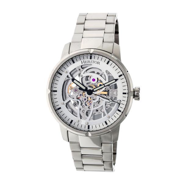Heritor Automatic Ryder Skeleton Dial Bracelet Watch - Silver/White